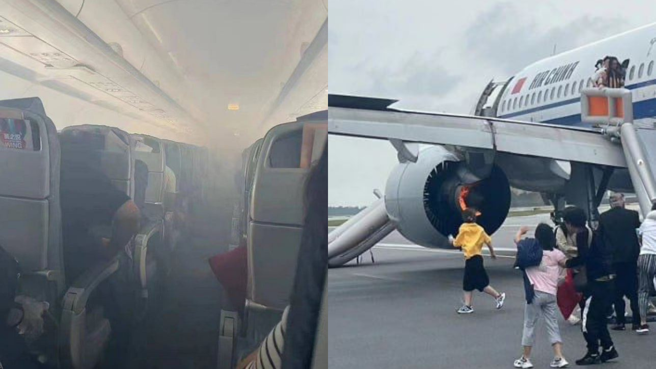 Due to an engine fire, an Air China flight makes an emergency landing